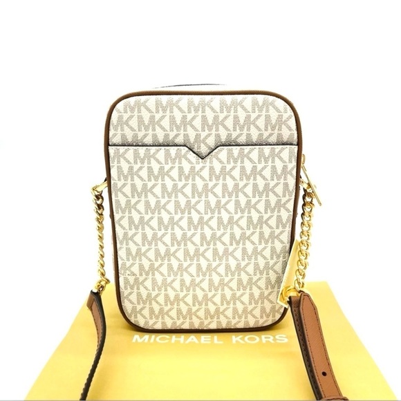 Michael Kors Medium NS Chain XBody Bag Vanilla/Brown - Picture 7 of 12